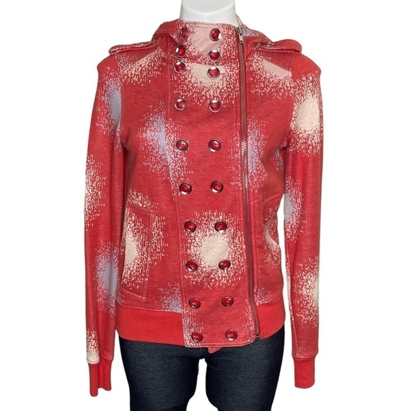 Marc by Marc Jacobs orange/cream zip up jacket hooded small - Picture 2 of 8